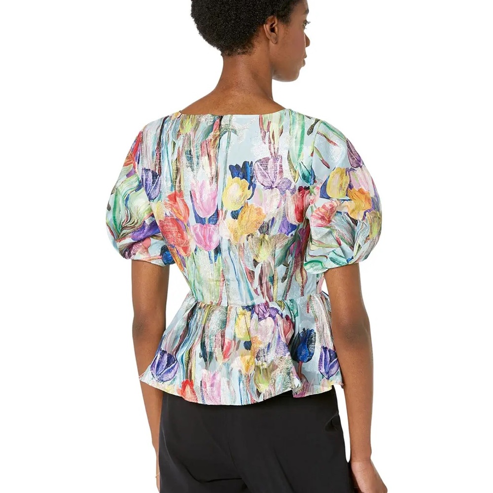 MILLY Bennet Metallic Tulip Top - Picture 2 of 6